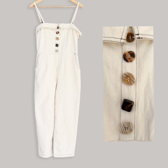Moon River Pants - Moon River Button Front Wide Leg Denim Jumpsuit NWOT M